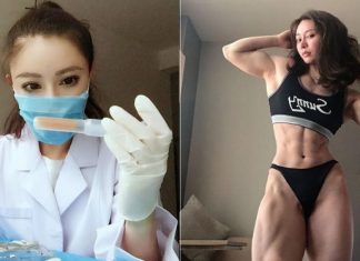 Médica e bodybuilder chinesa Yuan Herong está na linha de frente do combate ao coronavírus